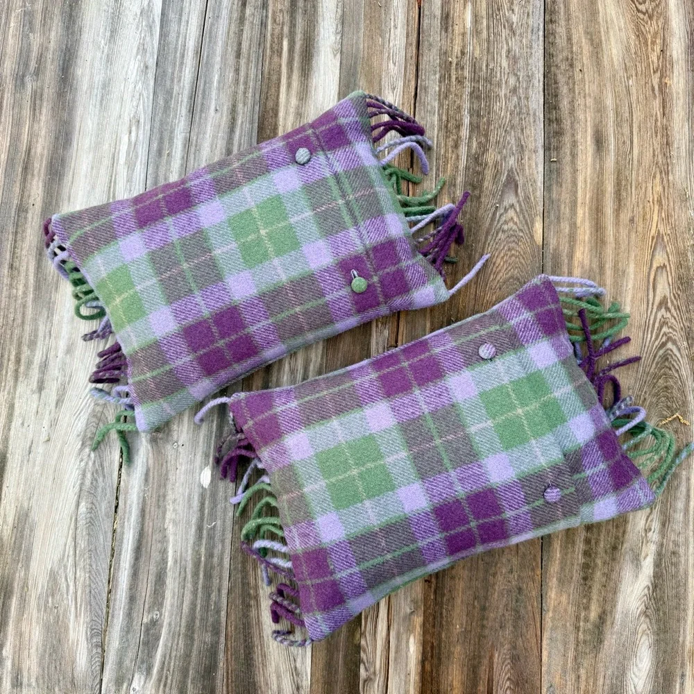 Ralph‎ Lauren Home Whittington Plaid Wool Pillows Pair Fringe Tartan